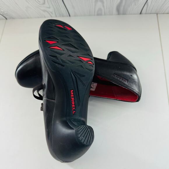 MERRELL Womens Size 7 M Coffee Brown Elastic Strap Slip On Mary Jane Shoes Heels - Picture 6 of 8